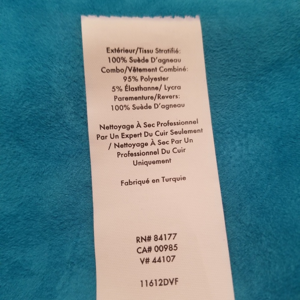 DVF 100% Lamb Suede Patch-Pocket Mini Skirt Teal - Picture 8 of 8